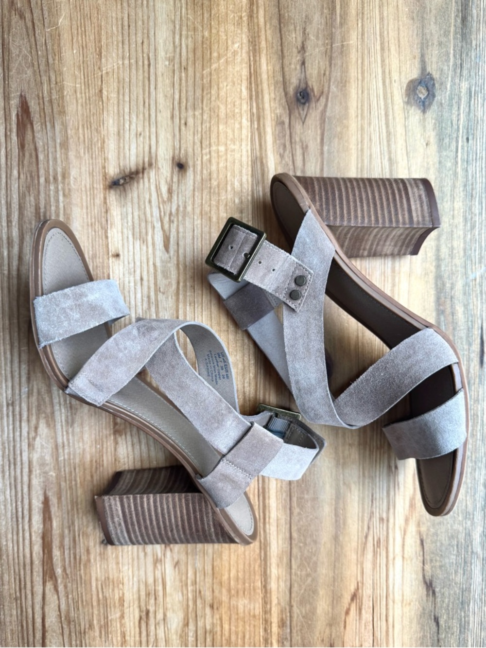 Franco Sarto Block Heel Sandals Beige Suede Open Toe Women’s Size 9M
